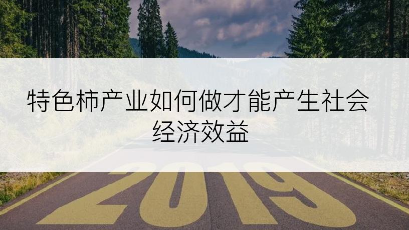 特色柿产业如何做才能产生社会经济效益