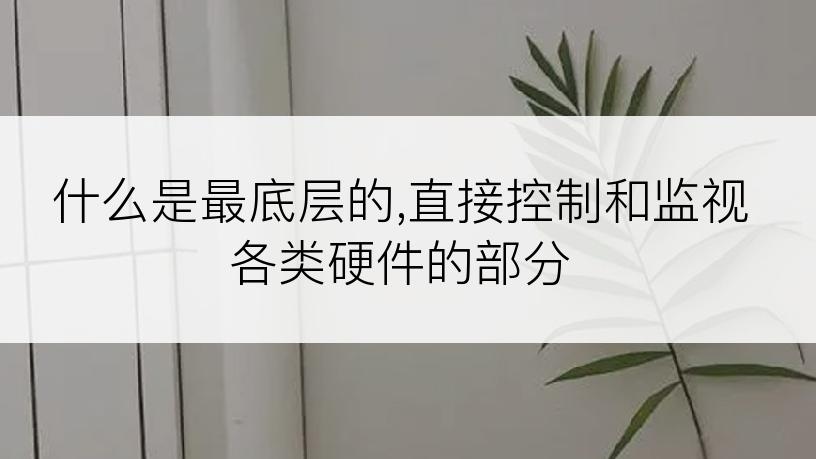 什么是最底层的,直接控制和监视各类硬件的部分