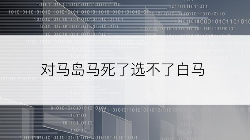 对马岛马死了选不了白马