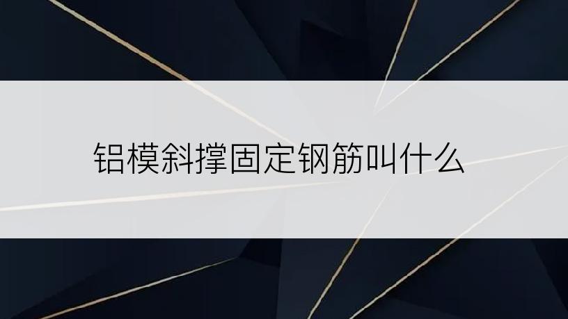 铝模斜撑固定钢筋叫什么