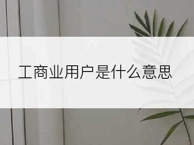 工商业用户是什么意思