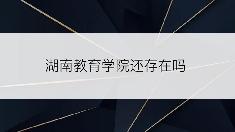 湖南教育学院还存在吗