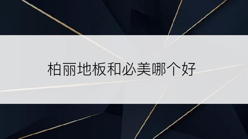 柏丽地板和必美哪个好