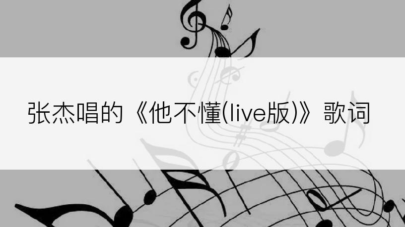 张杰唱的《他不懂(live版)》歌词