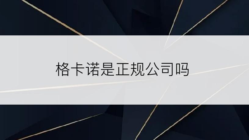 格卡诺是正规公司吗