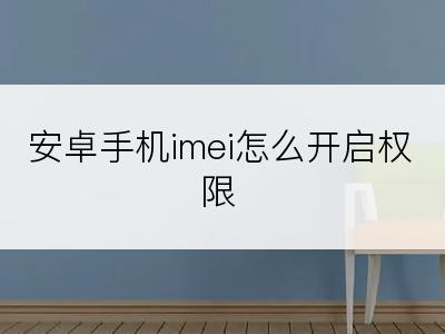 安卓手机imei怎么开启权限