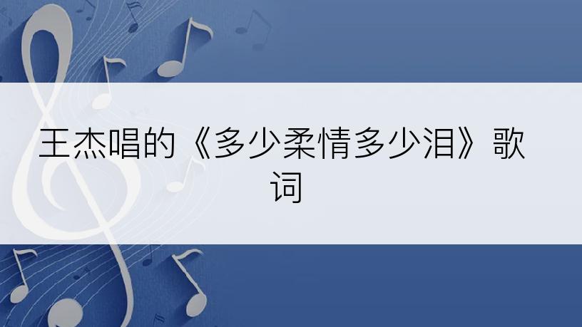 王杰唱的《多少柔情多少泪》歌词