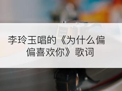 李玲玉唱的《为什么偏偏喜欢你》歌词