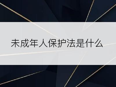 未成年人保护法是什么