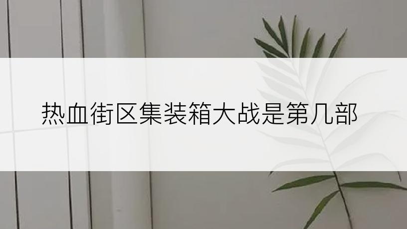 热血街区集装箱大战是第几部