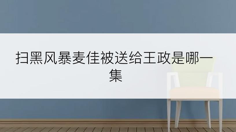 扫黑风暴麦佳被送给王政是哪一集