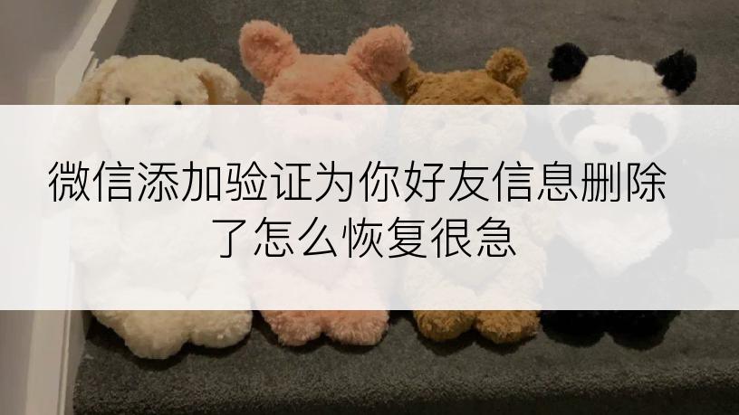 微信添加验证为你好友信息删除了怎么恢复很急