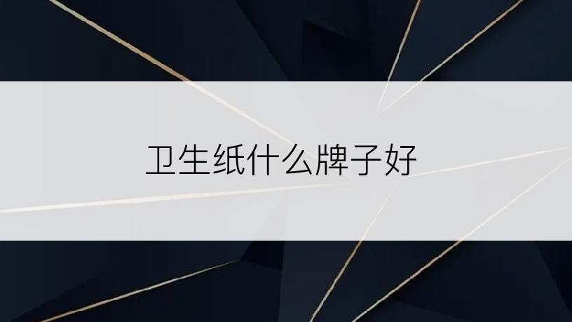 卫生纸什么牌子好