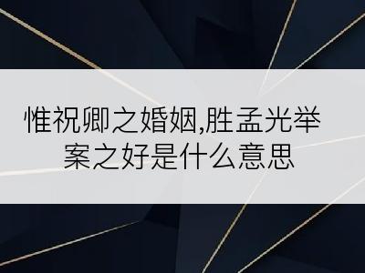 惟祝卿之婚姻,胜孟光举案之好是什么意思