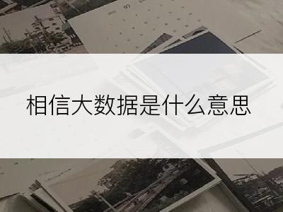 相信大数据是什么意思