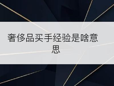 奢侈品买手经验是啥意思