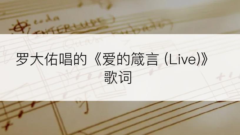 罗大佑唱的《爱的箴言 (Live)》歌词