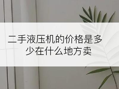 二手液压机的价格是多少在什么地方卖