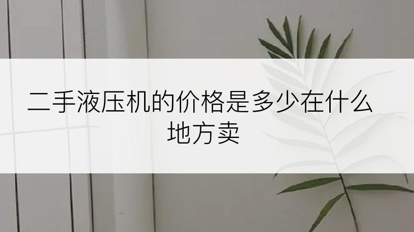 二手液压机的价格是多少在什么地方卖