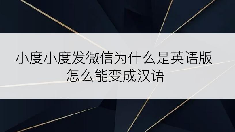 小度小度发微信为什么是英语版怎么能变成汉语