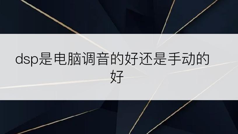 dsp是电脑调音的好还是手动的好