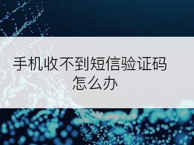 手机收不到短信验证码怎么办