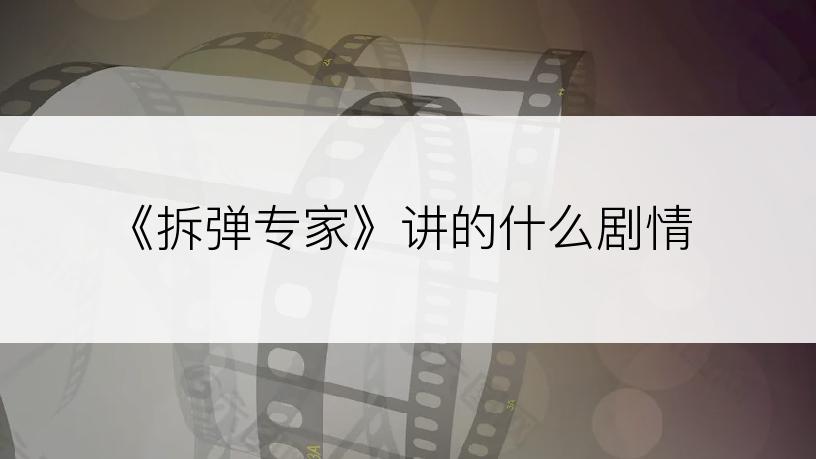 《拆弹专家》讲的什么剧情