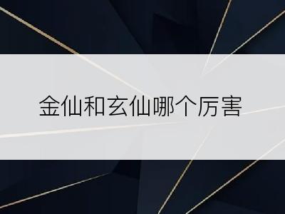 金仙和玄仙哪个厉害