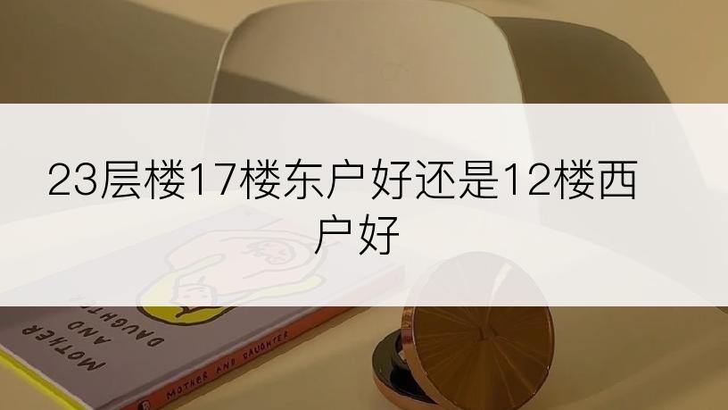 23层楼17楼东户好还是12楼西户好