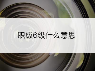 职级6级什么意思