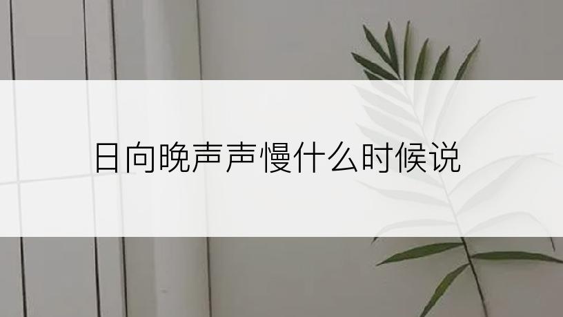 日向晚声声慢什么时候说