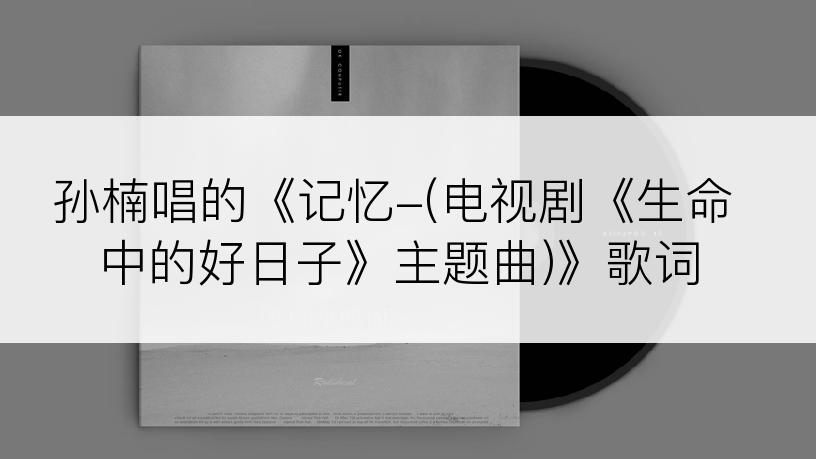 孙楠唱的《记忆-(电视剧《生命中的好日子》主题曲)》歌词