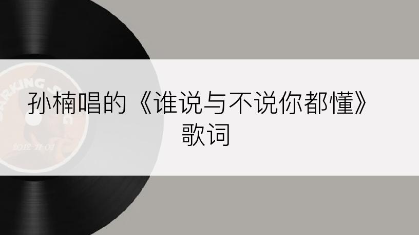 孙楠唱的《谁说与不说你都懂》歌词