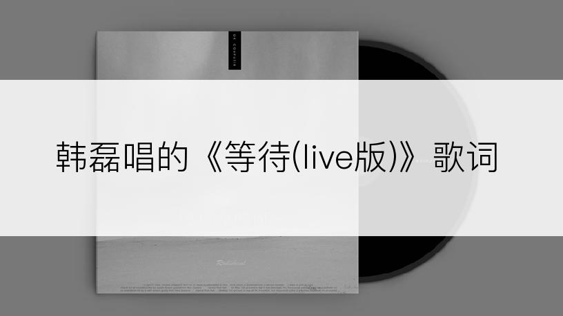 韩磊唱的《等待(live版)》歌词