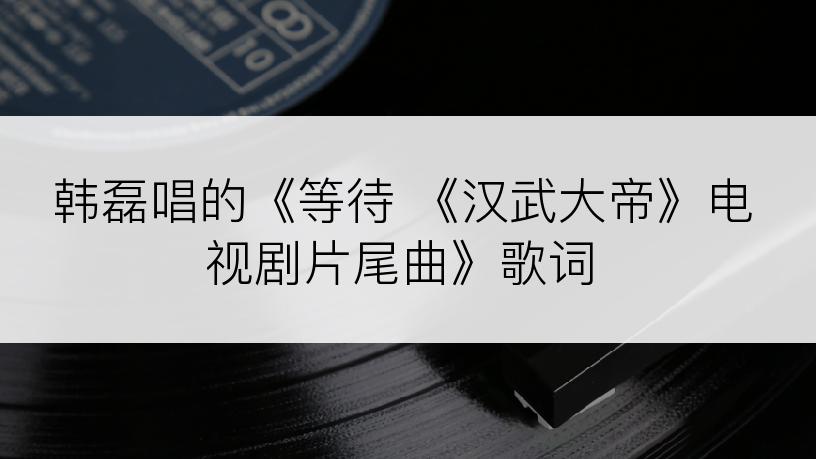 韩磊唱的《等待 《汉武大帝》电视剧片尾曲》歌词