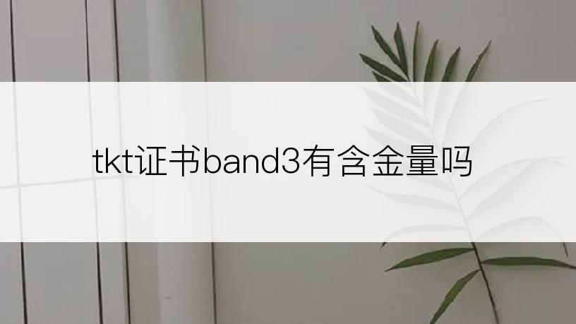 tkt证书band3有含金量吗