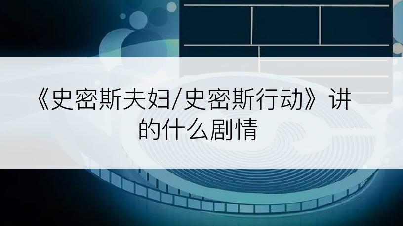 《史密斯夫妇/史密斯行动》讲的什么剧情