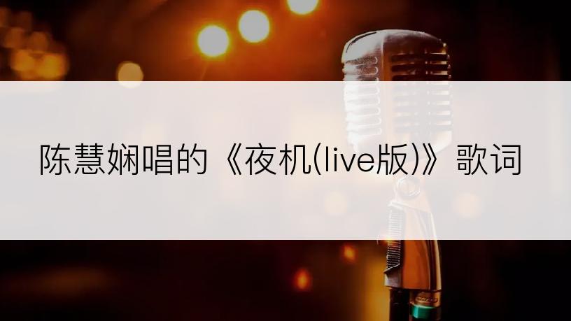 陈慧娴唱的《夜机(live版)》歌词