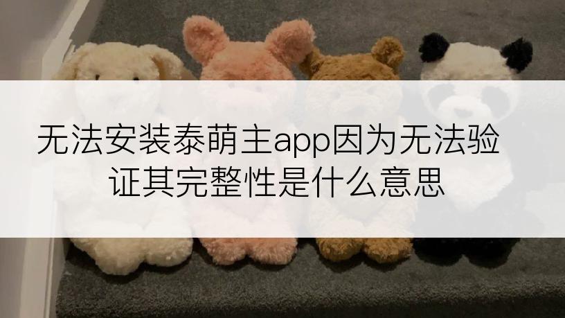 无法安装泰萌主app因为无法验证其完整性是什么意思