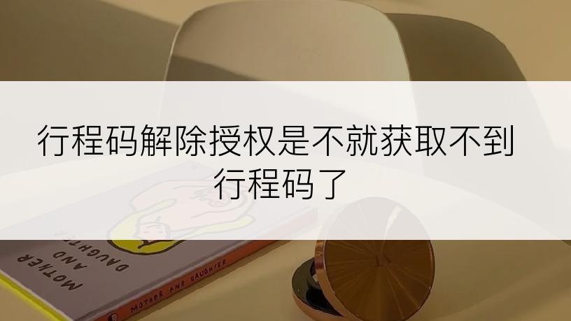 行程码解除授权是不就获取不到行程码了