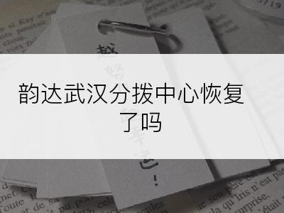 韵达武汉分拨中心恢复了吗