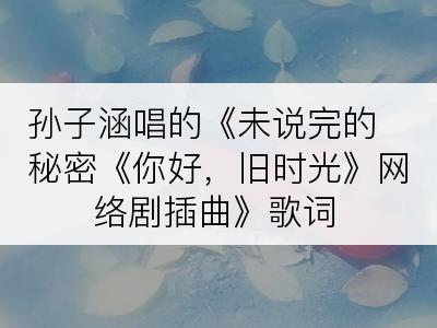 孙子涵唱的《未说完的秘密《你好，旧时光》网络剧插曲》歌词