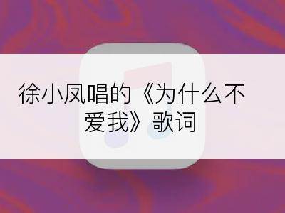 徐小凤唱的《为什么不爱我》歌词