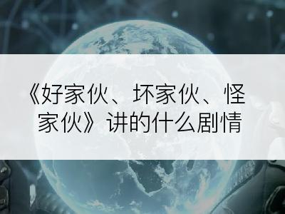 《好家伙、坏家伙、怪家伙》讲的什么剧情