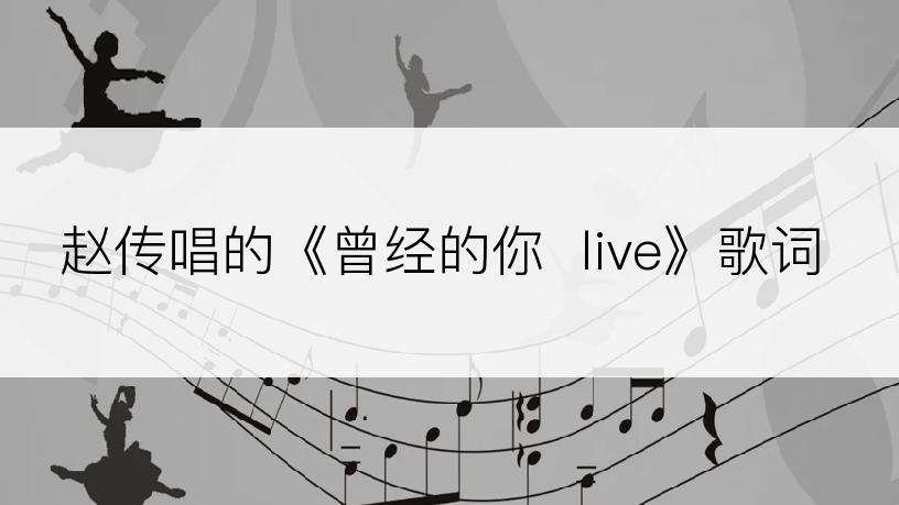 赵传唱的《曾经的你  live》歌词