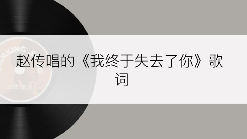 赵传唱的《我终于失去了你》歌词