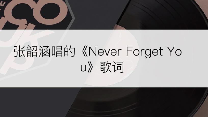 张韶涵唱的《Never Forget You》歌词