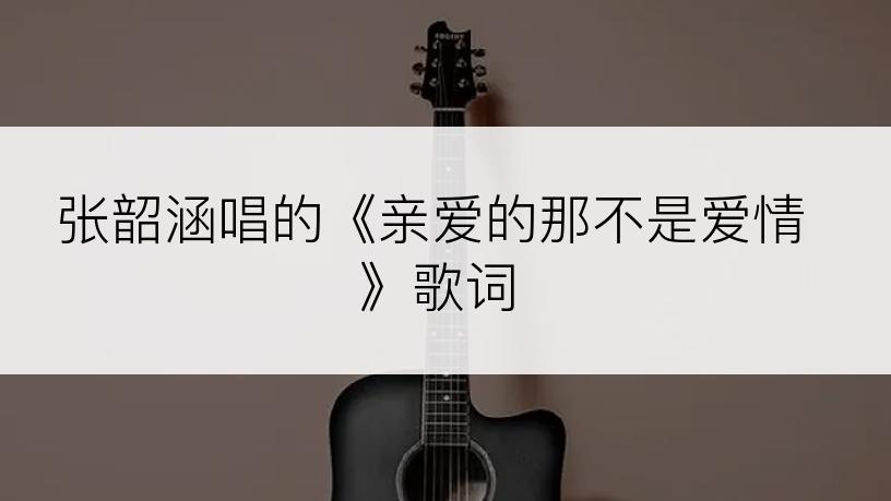 张韶涵唱的《亲爱的那不是爱情》歌词