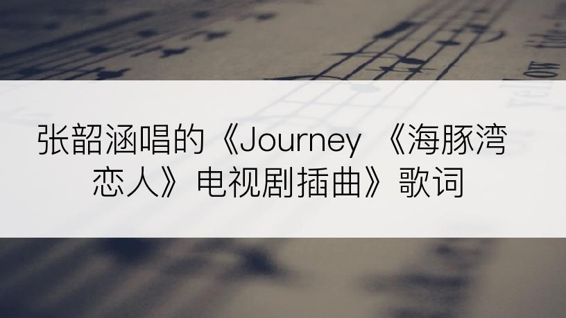 张韶涵唱的《Journey 《海豚湾恋人》电视剧插曲》歌词