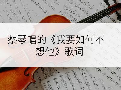 蔡琴唱的《我要如何不想他》歌词